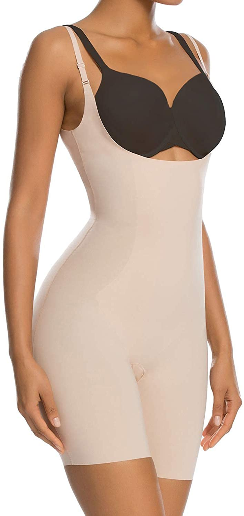 SHAPERX Tummy Control Shapewear for Women Seamless Fajas Bodysuit Open Bust Mid Thigh Body Shaper Shorts Apparel & Accessories > Clothing > Underwear & Socks > Shapewear SHAPERX   