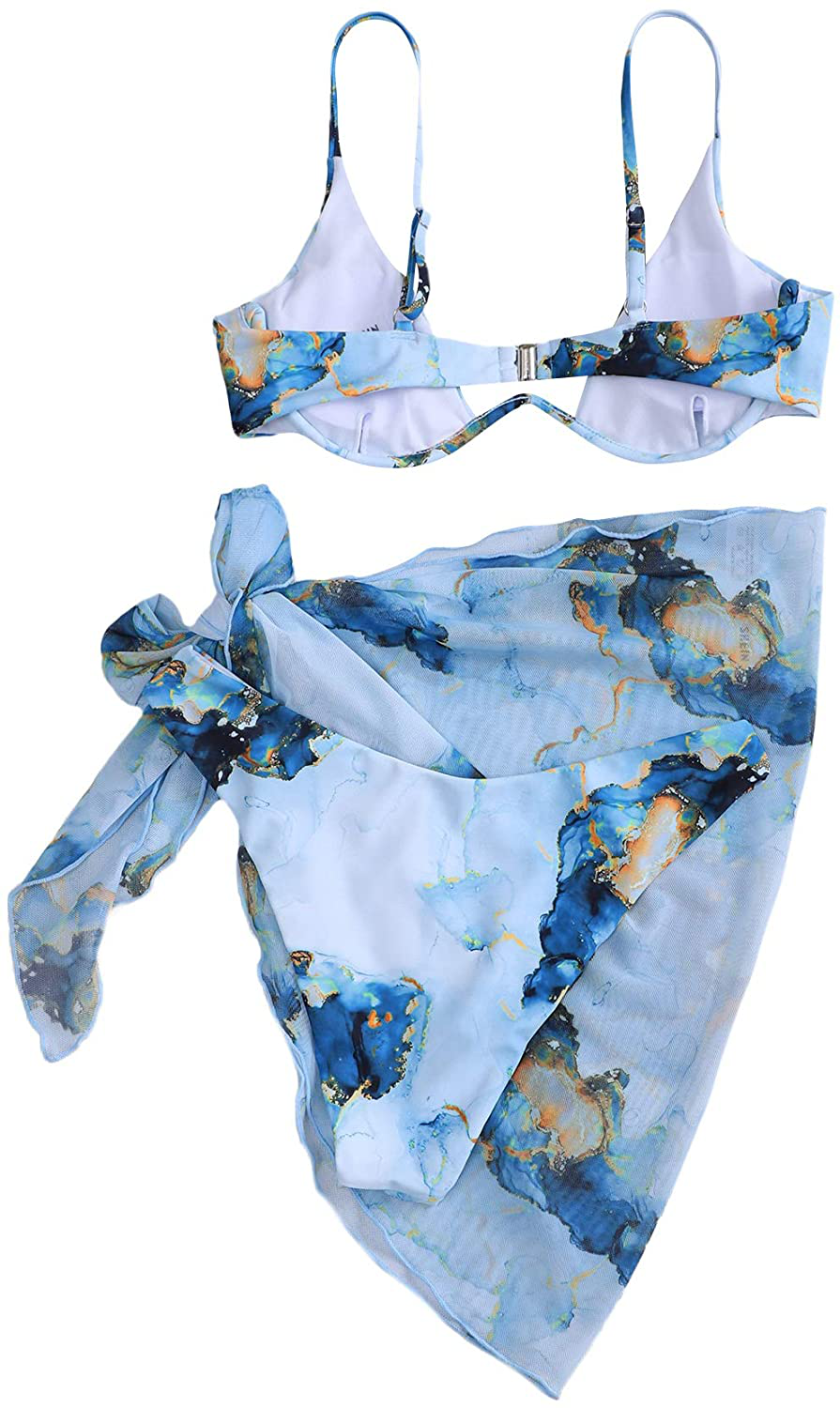 SOLY HUX Women'S 3 Piece Tie Dye Bikini Set Swimsuit with Sarongs Cover Ups Beach Skirt Bathing Suit Apparel & Accessories > Clothing > Swimwear Kylie Max   