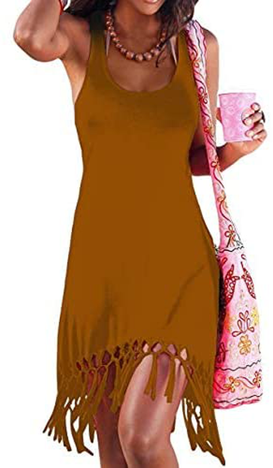 Pinziko Women'S Summer Beach Dress Bikini Cover up Casual Vacation Short Dresses Apparel & Accessories > Clothing > Swimwear Kylie Max   