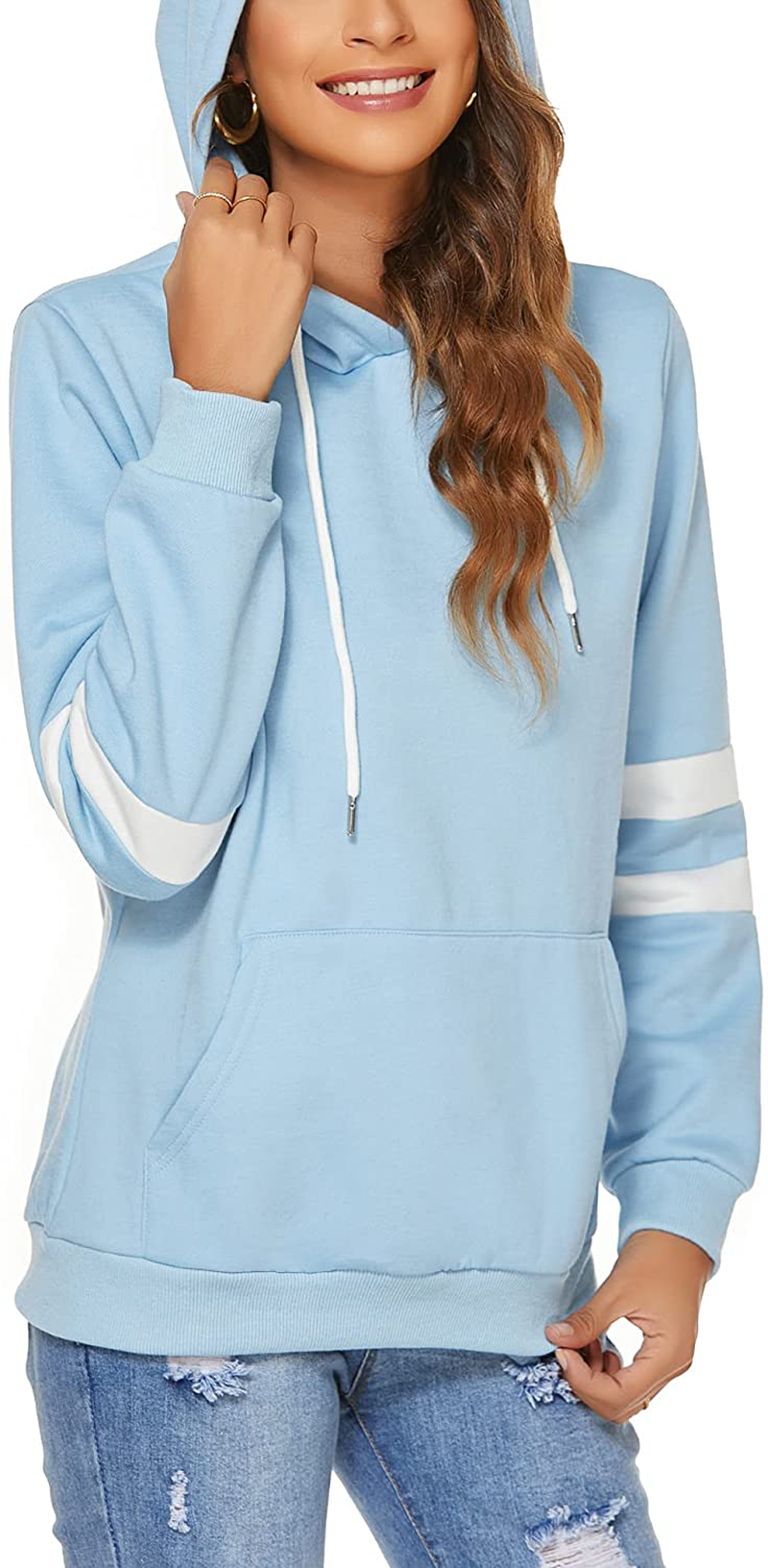 FINWANLO Hoodies for Women Casual Long Sleeve Tops Fleece Pullover Hooded Sweatshirts Jacket with Pockets Apparel & Accessories > Clothing > Activewear Kylie Max   