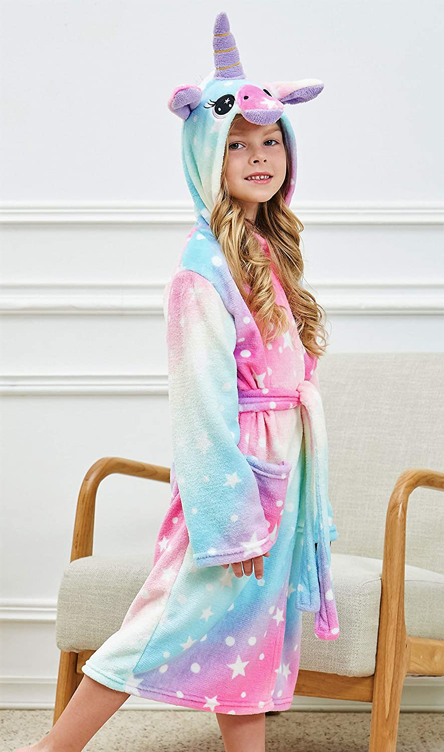 CHETOSHO Soft Hooded Robe with Matching Slippers for Girls Apparel & Accessories > Clothing > Sleepwear & Loungewear > Robes Kylie Max   