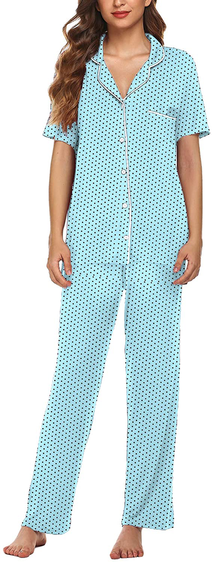 Avidlove Women Pajamas Set Notch Collar Soft Sleepwear Pjs Short Sleeve Button Down Nightwear with Long Pants Apparel & Accessories > Clothing > Sleepwear & Loungewear > Pajamas Avidlove   