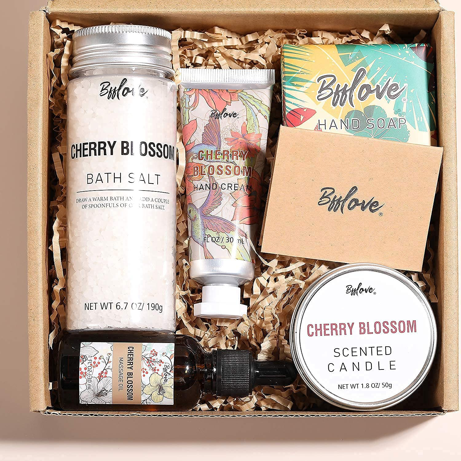 Gifts for Women, Bath and Body Set with Cherry Blossom Scent Spa Gift Set for Her, Including Massage Oil, Scented Candle, Bath Salt, Hand Cream and Soap. Christmas Gifts Box for Women,5 Pcs Bath Set Arts & Entertainment > Party & Celebration > Gift Giving # BFFLOVE   