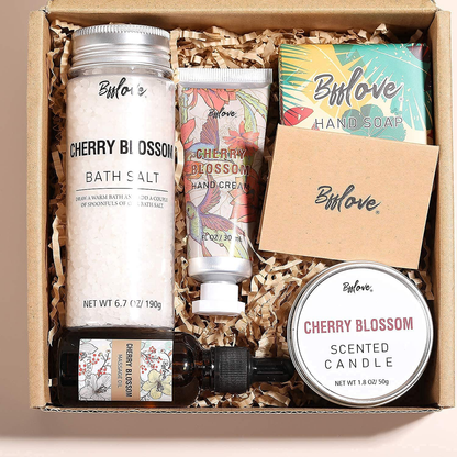 Gifts for Women, Bath and Body Set with Cherry Blossom Scent Spa Gift Set for Her, Including Massage Oil, Scented Candle, Bath Salt, Hand Cream and Soap. Christmas Gifts Box for Women,5 Pcs Bath Set Arts & Entertainment > Party & Celebration > Gift Giving # BFFLOVE   