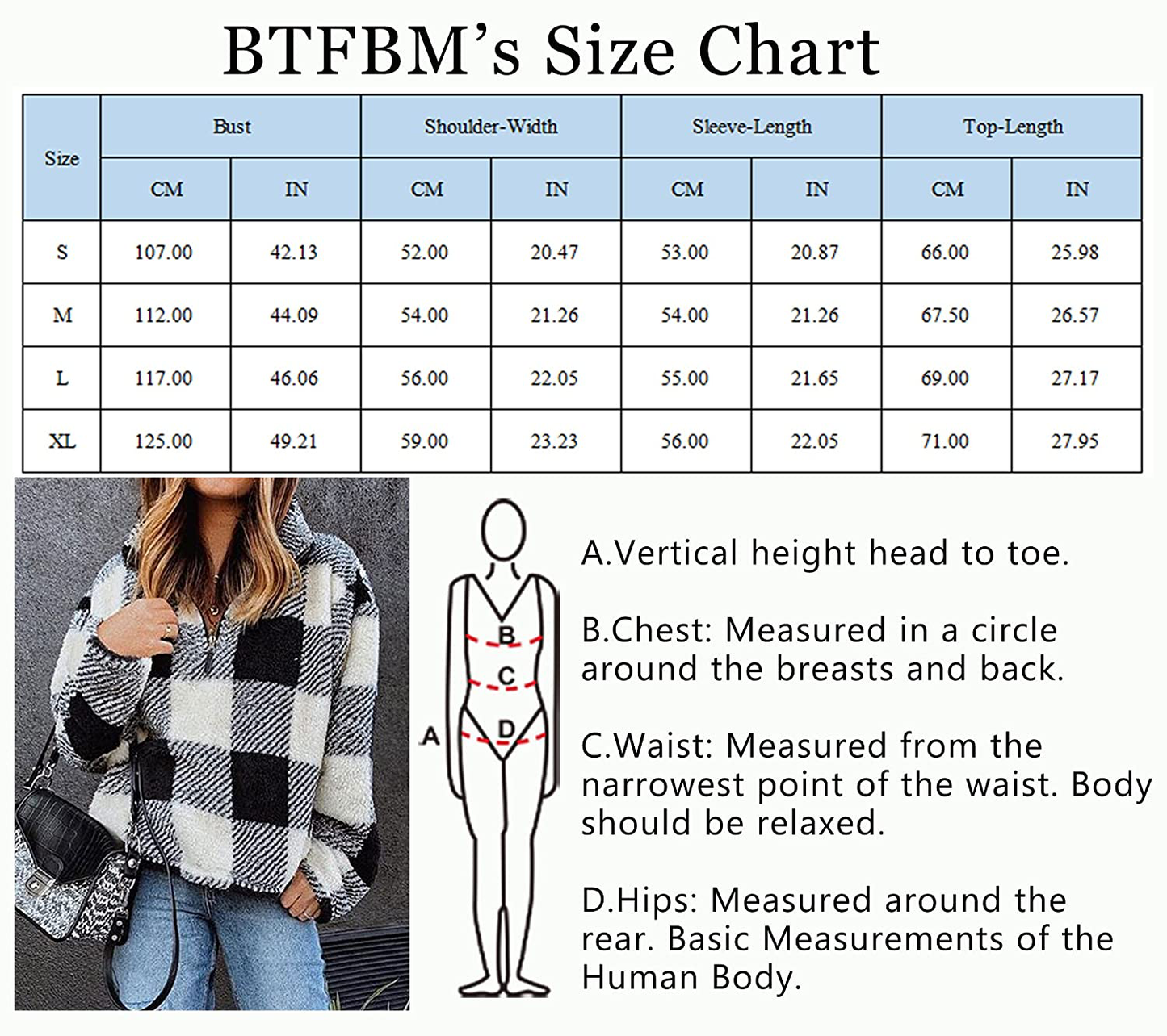 BTFBM Women Sherpa Pullover Quarter Zip Long Sleeve Fluffy Soft Fleece Jackets Sweaters Sweatshirts Hoodies Outwear Coat Apparel & Accessories > Clothing > Activewear Kylie Max   