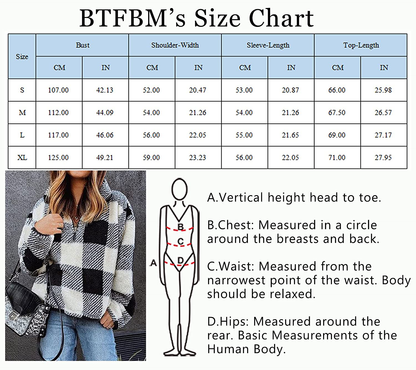 BTFBM Women Sherpa Pullover Quarter Zip Long Sleeve Fluffy Soft Fleece Jackets Sweaters Sweatshirts Hoodies Outwear Coat Apparel & Accessories > Clothing > Activewear Kylie Max   
