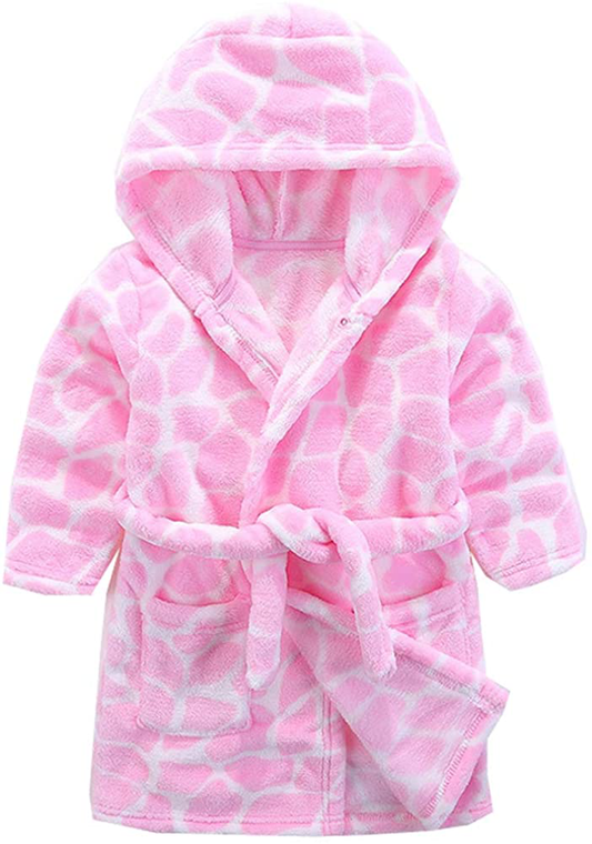 Girls Robes, Plush Soft Coral Fleece Animal Print Hooded Bathrobe for Kids Boys Apparel & Accessories > Clothing > Sleepwear & Loungewear > Robes Kylie Max   