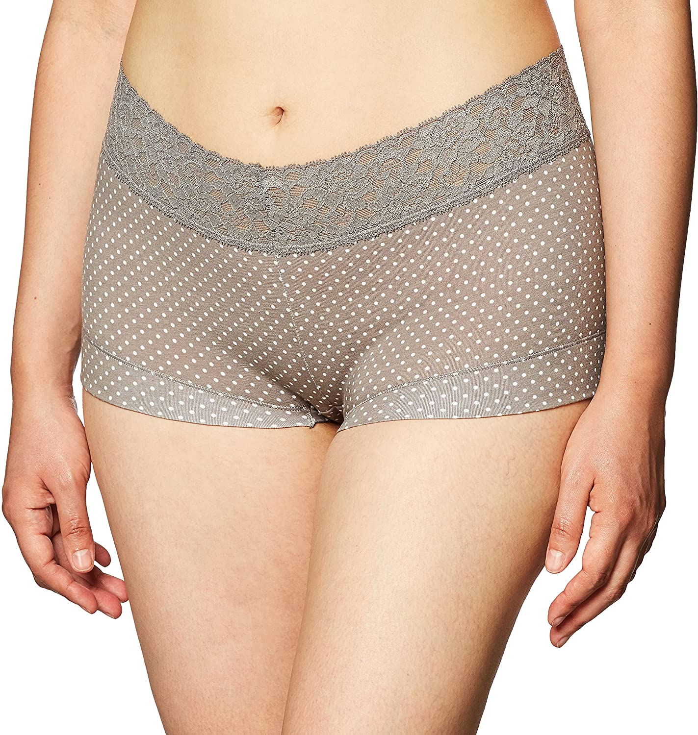 Maidenform Women'S Dream Cotton with Lace Boyshort Apparel & Accessories > Clothing > Underwear & Socks > Underwear Maidenform Steel Grey Dot 8 