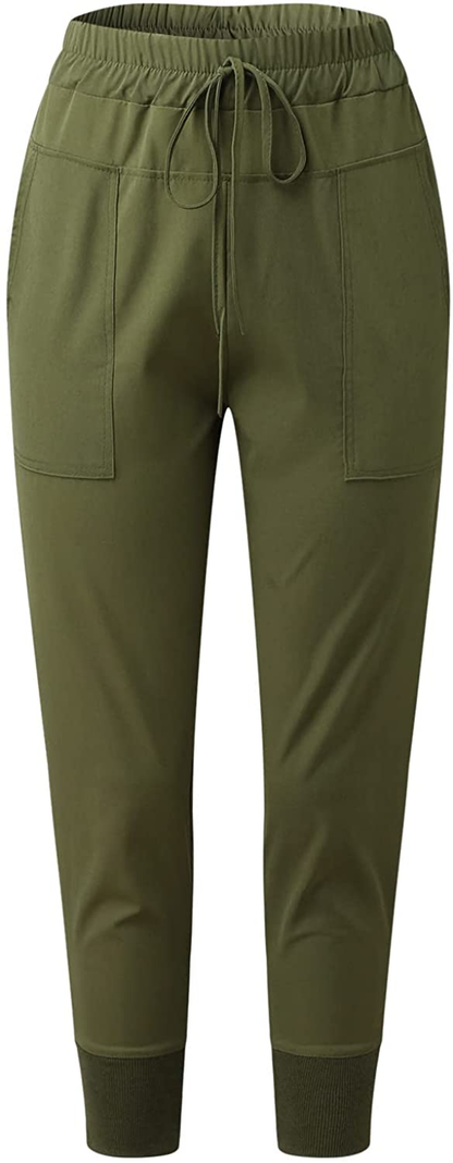 Burband Womens Cotton Elastic Waist Tactical Joggers Pants Cargo Sweatpants with Pockets Hiking Linen Yoga Lounge Trousers Apparel & Accessories > Clothing > Underwear & Socks > Shapewear Burband   
