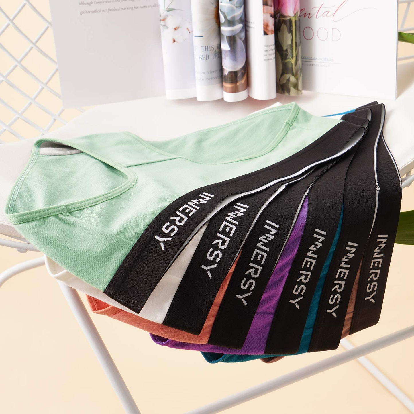INNERSY Womens Underwear Hipster Panties Cotton Low Rise Briefs Pack of 6 Apparel & Accessories > Clothing > Underwear & Socks > Underwear INNERSY   