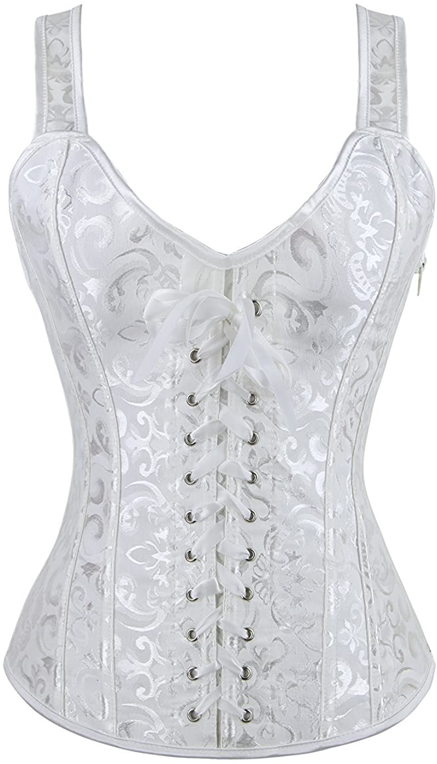 Blidece Women'S Sexy Boned Lace up Push up Shapewear Top Overbust Corset Bustier Apparel & Accessories > Clothing > Underwear & Socks > Lingerie Blidece White 3X-Large 
