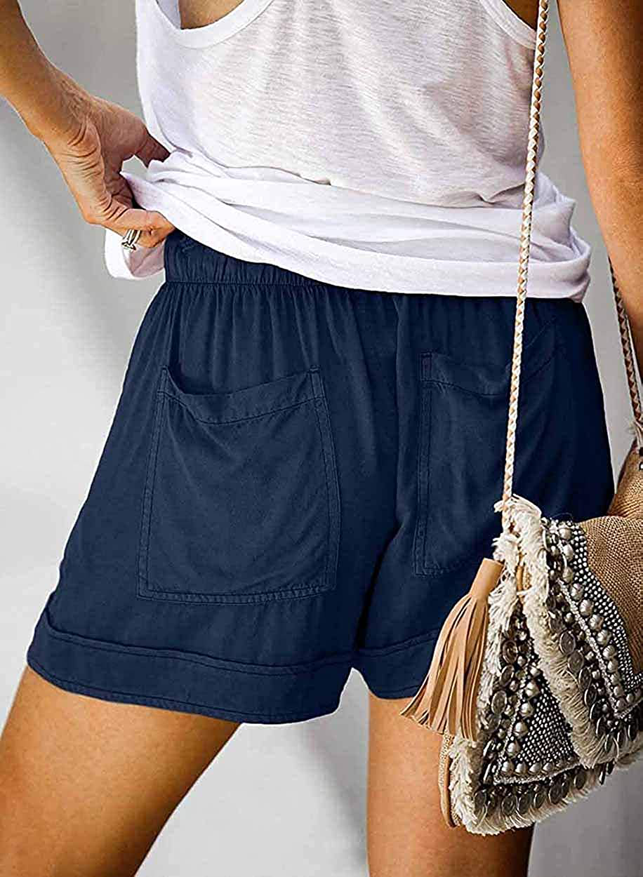 Wielsscca Womens Drawstring Shorts Summer Elastic Waist Casual Lightweight with Pockets Apparel & Accessories > Clothing > Shorts Kylie Max   
