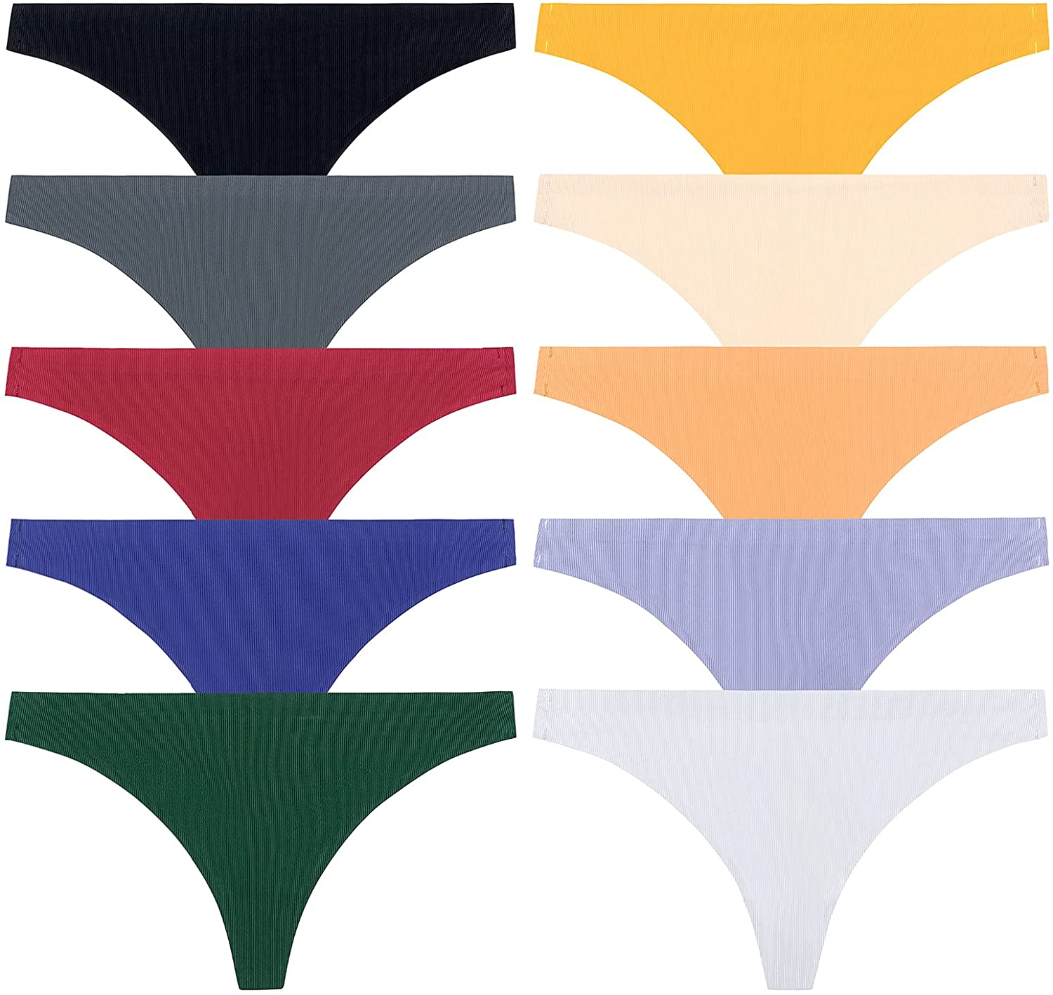 Thong Underwear for Women,No Show Breathable Cotton Womens Thongs Underwear Seamless Thongs for Women Apparel & Accessories > Clothing > Underwear & Socks > Underwear QOVOQ 10 Pack - Multicolored a Large 