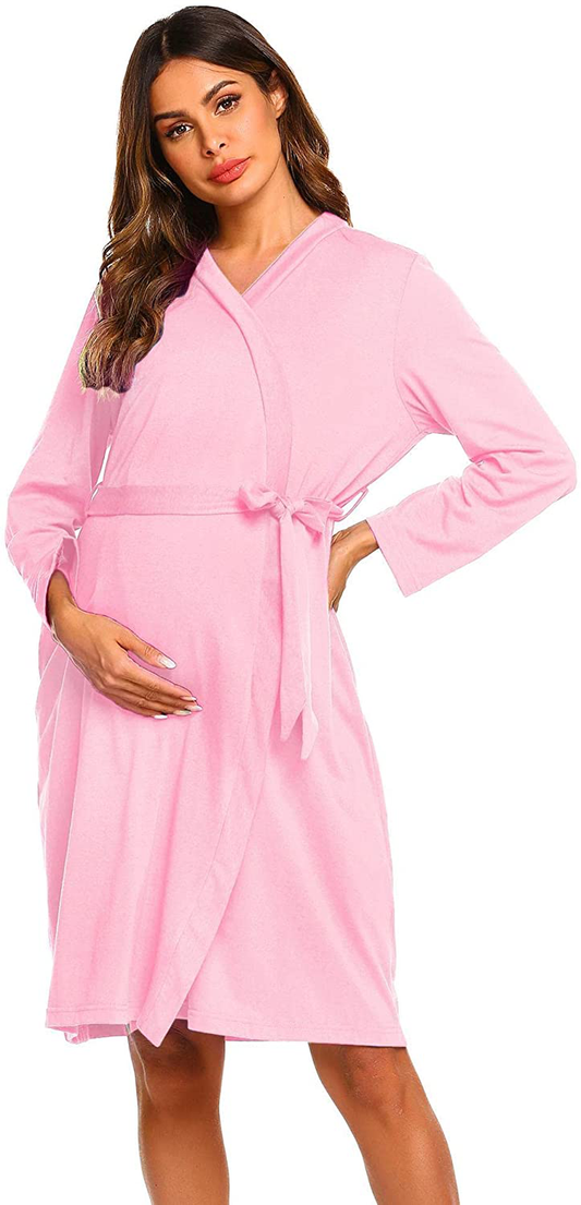 Ekouaer Maternity Robe 3 in 1 Labor Delivery Nursing Gown Hospital Breastfeeding Dress Bathrobes Apparel & Accessories > Clothing > Sleepwear & Loungewear > Robes Kylie Max   