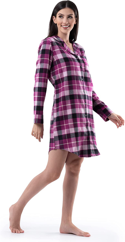 Fruit of the Loom Women'S Flannel Sleep Shirt Apparel & Accessories > Clothing > Sleepwear & Loungewear > Nightgowns Kylie Max   
