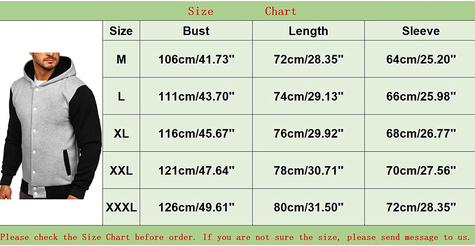 Merthy Mens Classic Varsity Baseball Jackets with Hood Casual Slim Fit Snap Buttons Cotton Uniform Bomber Jackets Coats Apparel & Accessories > Clothing > Underwear & Socks > Shapewear Merthy   