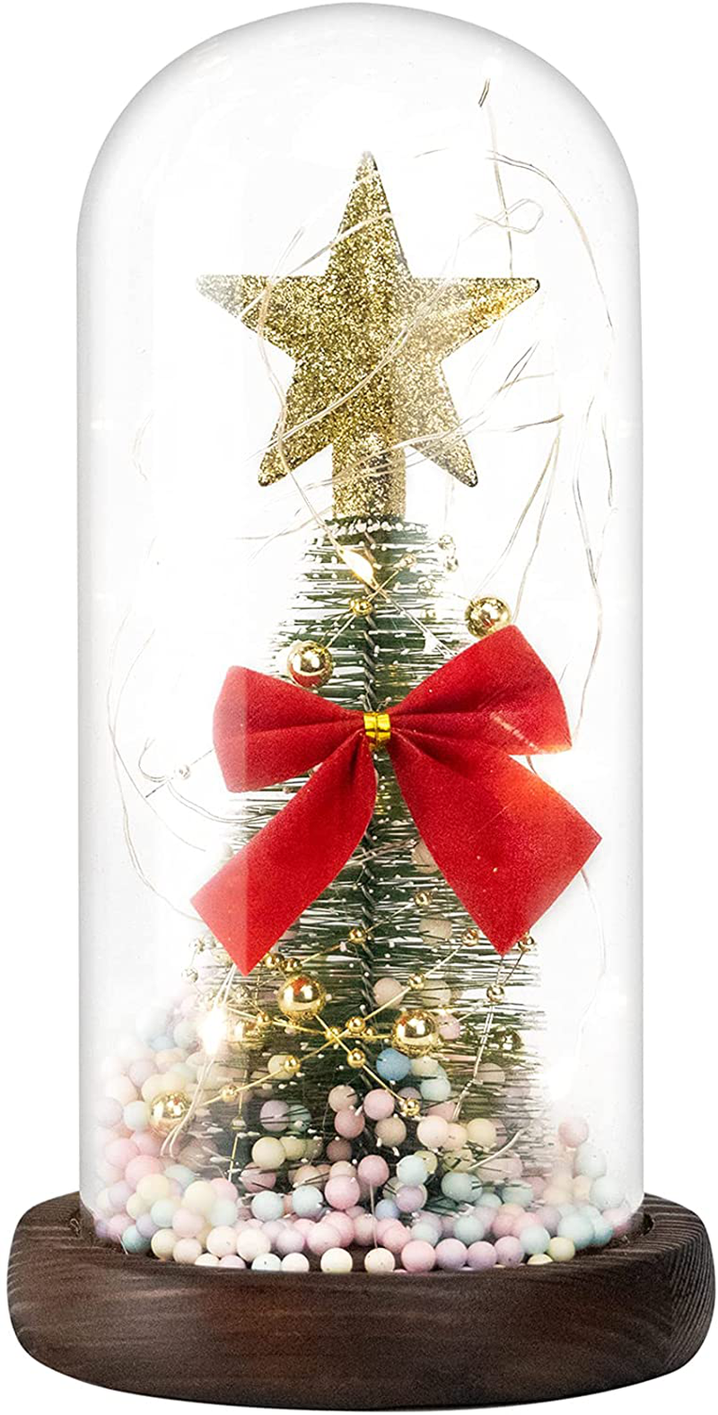 Tongtai Galaxy Rose Flower Gift-Galaxy Enchanted Rose with Led Light String in Glass Dome -Gifts for Women Mom Her Birthday Wedding Anniversary Room Home Bedroom Decor Arts & Entertainment > Party & Celebration > Gift Giving Tongtai Christmas star-Small glass  