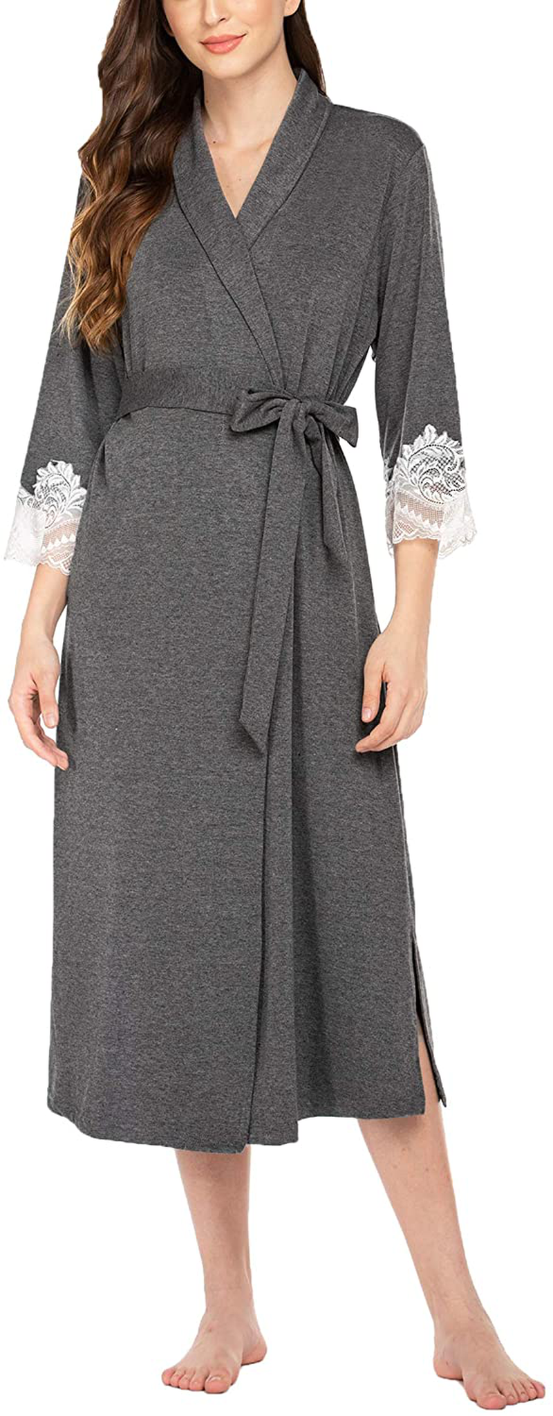 Ekouaer Women Kimono Robes Lightweight Robe Long Knit Bathrobe Soft Sleepwear Ladies Loungewear S-XXL Apparel & Accessories > Clothing > Sleepwear & Loungewear > Robes Ekouaer   