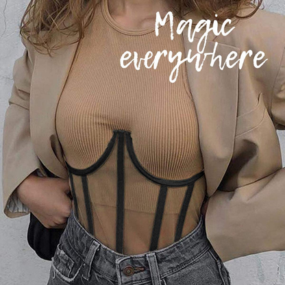 Topmelon Women Renaissance Underbust Corset Mesh Lace Corset Waist Cincher Oil Painting Bustier Apparel & Accessories > Clothing > Underwear & Socks > Lingerie TOPMELON   