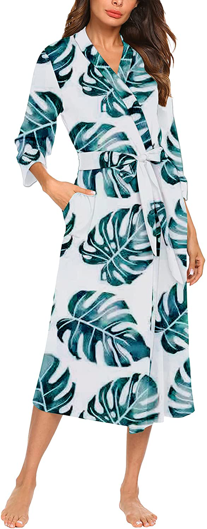 MAXMODA Women Kimono Robes Long Knit Bathrobe Soft Robe Casual Ladies Loungewear S-3XL Apparel & Accessories > Clothing > Sleepwear & Loungewear > Robes MAXMODA   