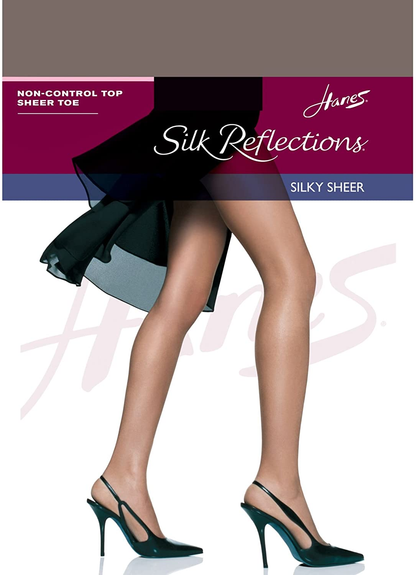 Hanes Women`S Set of 3 Silk Reflections Non-Control Top Sheer Toe Pantyhose Apparel & Accessories > Clothing > Underwear & Socks > Shapewear Hanes Quicksilver A-B 