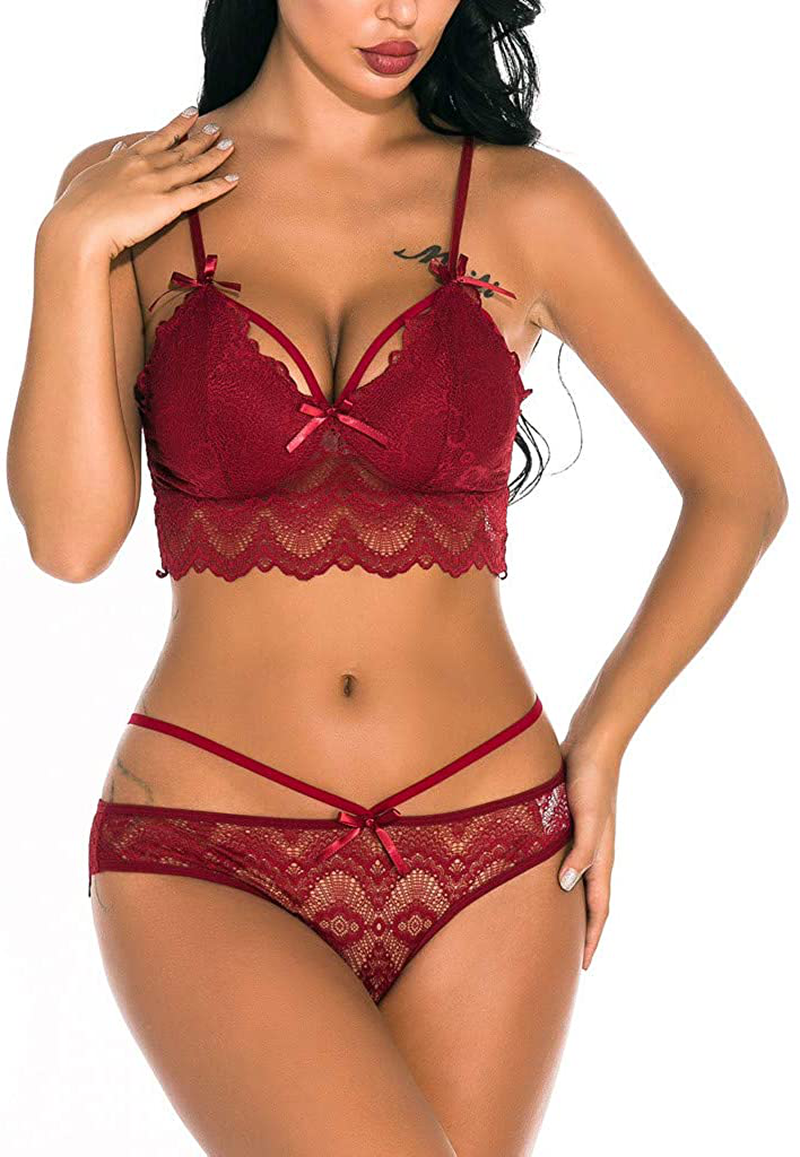 MOOKO Lingerie for Women Plus Size Lace Lingerie Sets Chemise Sleepwear Sexy Babydoll Mini Teddy Bodysuit Nightgown Apparel & Accessories > Clothing > Underwear & Socks > Lingerie MOOKO F-red X-Large 