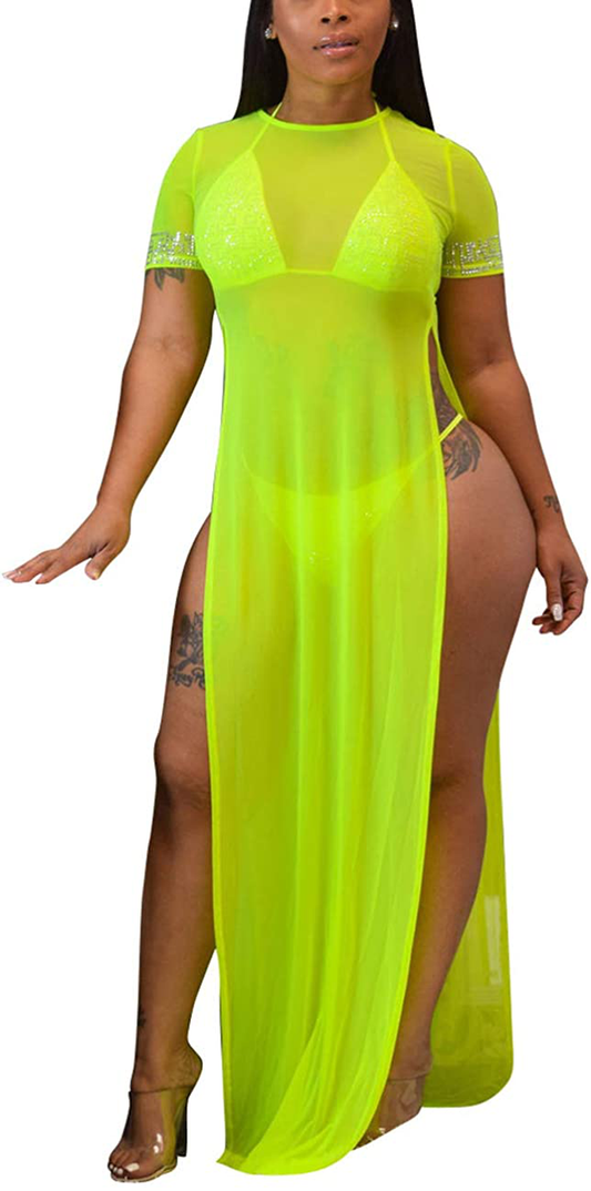 Sexycherry Women'S Sexy Swimsuit Cover Ups Casual See through Sheer Long Maxi Dresses for Swimwear Apparel & Accessories > Clothing > Swimwear Kylie Max   