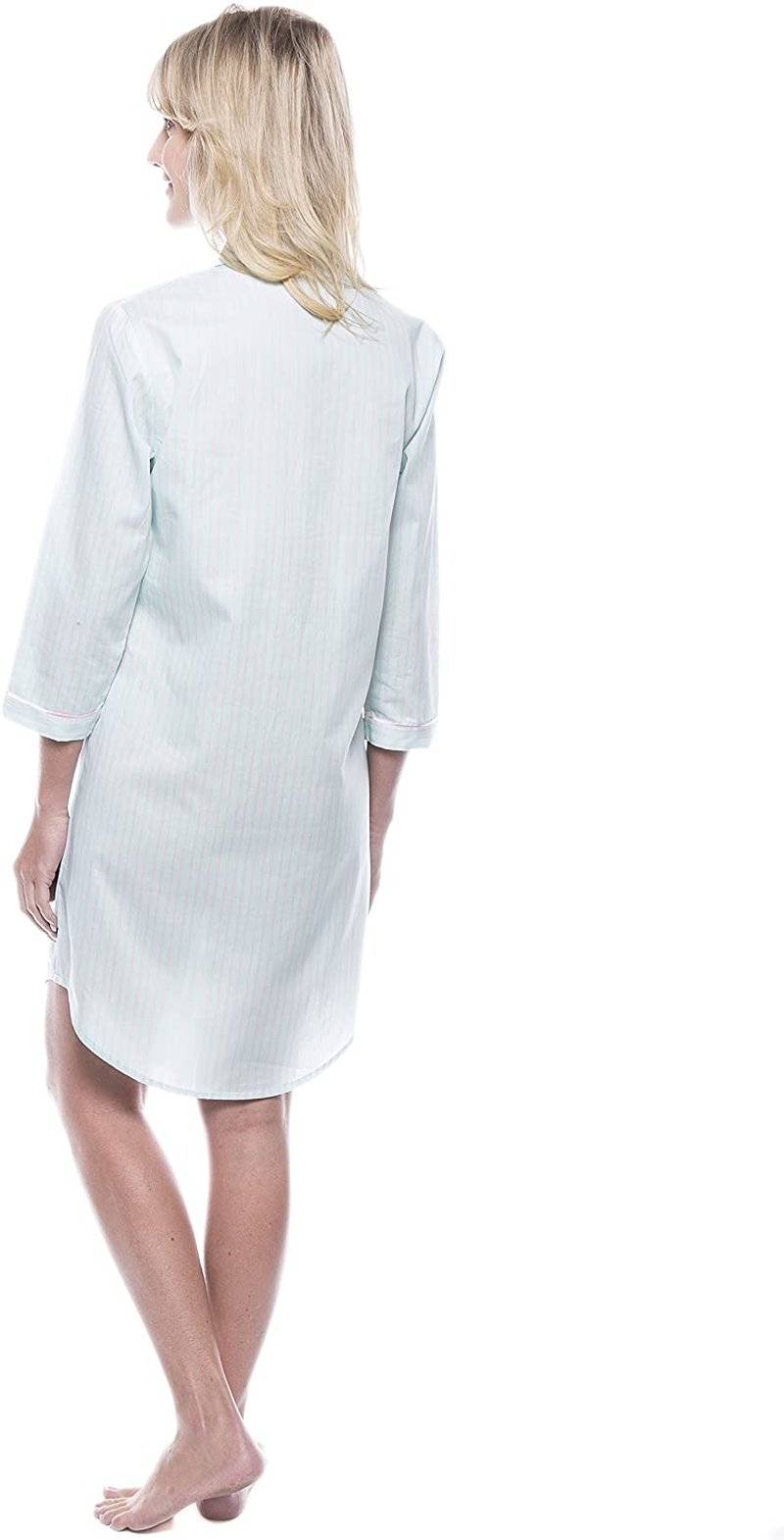 Noble Mount Women'S 100% Cotton Poplin Long Sleeve Tunic Sleep Shirt Apparel & Accessories > Clothing > Sleepwear & Loungewear > Nightgowns Kylie Max   