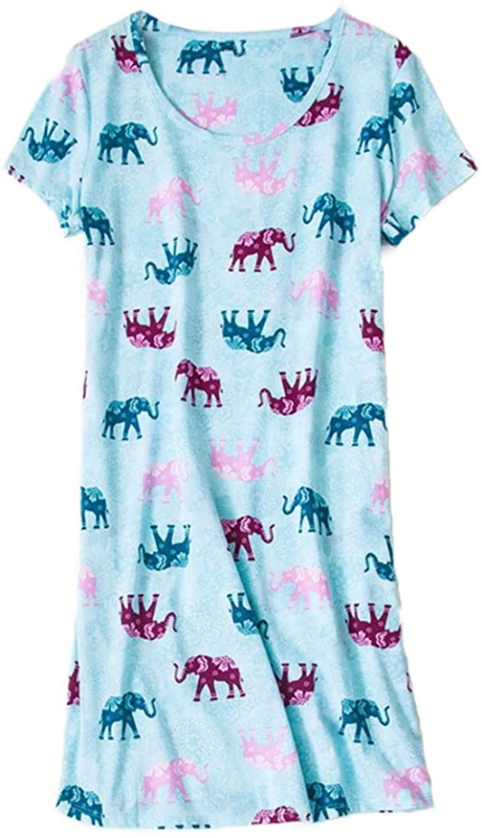 PNAEONG Women'S Cotton Nightgown Sleepwear Short Sleeves Shirt Casual Print Sleepdress Apparel & Accessories > Clothing > Sleepwear & Loungewear > Nightgowns Kylie Max   