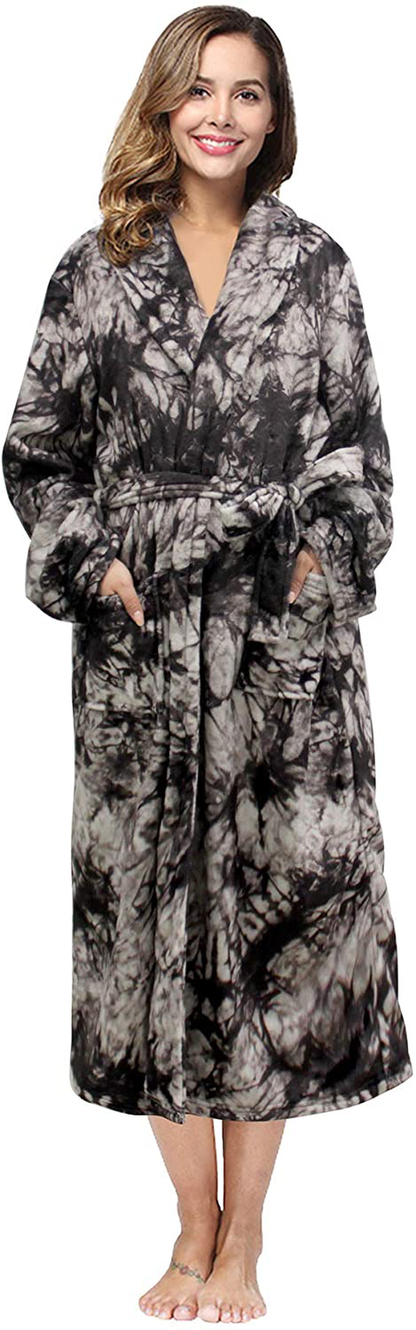 RONGTAI Womens Long Robes Plush Fleece Nightgown Thick plus Size Hooded Bathrobe with Pockets Fluffy Sleepwear for Men Apparel & Accessories > Clothing > Sleepwear & Loungewear > Robes Kylie Max   