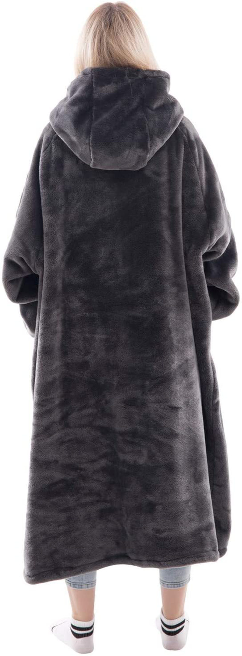 Waitu Wearable Blanket Sweatshirt for Women and Men, Super Warm and Cozy Giant Blanket Hoodie, Thick Flannel Blanket with Sleeves and Giant Pocket - Dark Gray Arts & Entertainment > Party & Celebration > Gift Giving Waitu   