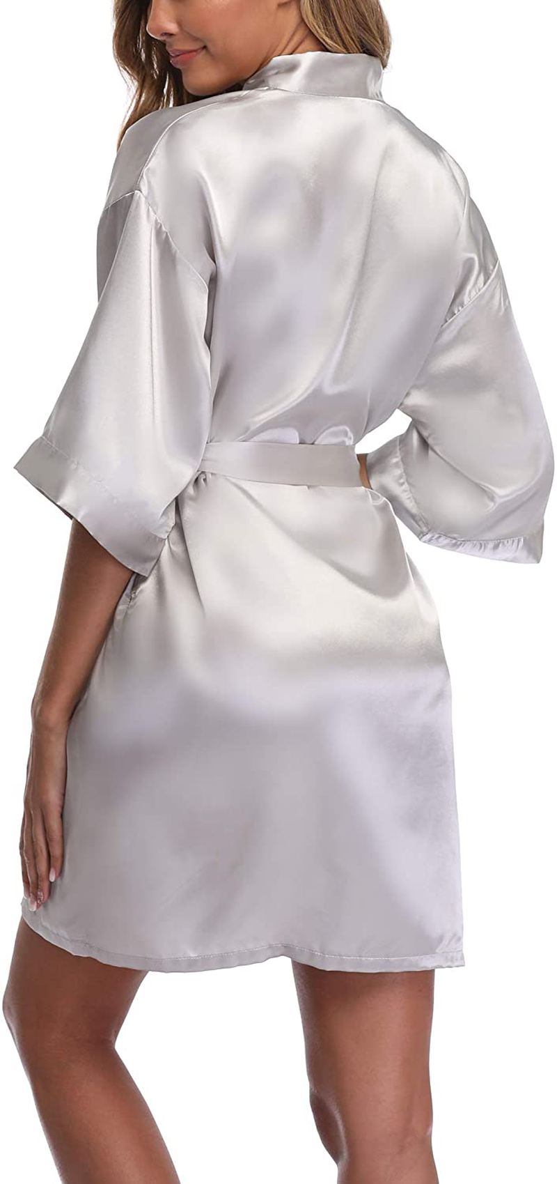 Silky Bridesmaid Robes, Satin Kimono Robe for Women, Pure Colour, Short Apparel & Accessories > Clothing > Sleepwear & Loungewear > Robes ANDOLLY   