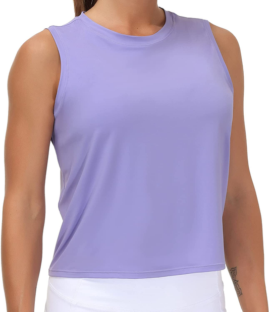 Ice Silk Workout Tops for Women Quick Dry Muscle Gym Running Shirts Sleeveless Flowy Yoga Tank Tops Apparel & Accessories > Clothing > Activewear Kylie Max   