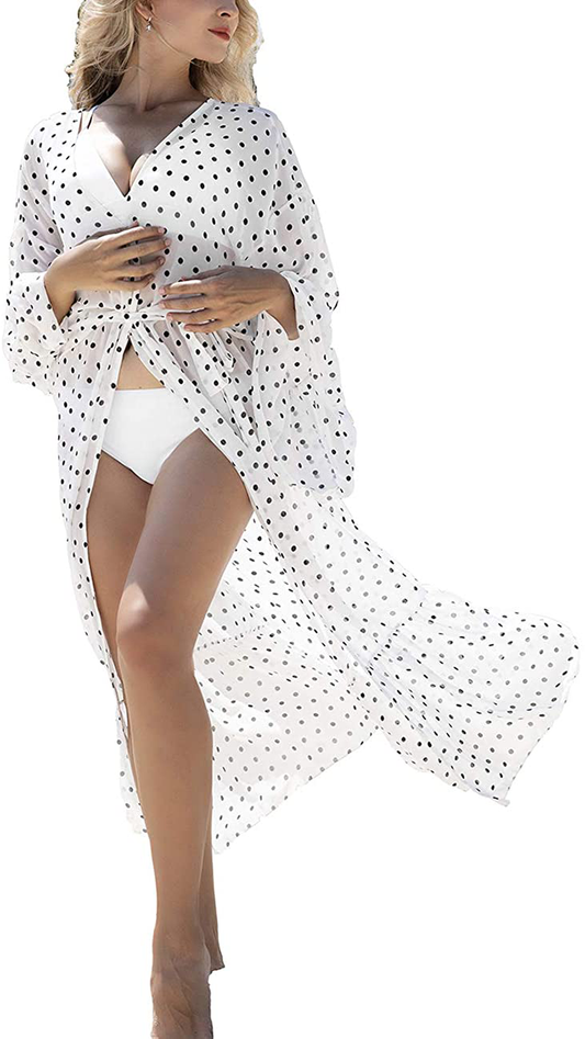 Bsubseach Womens Chiffon/Rayon Beach Blouses Kimono Cardigan Long Bikini Cover Up Apparel & Accessories > Clothing > Swimwear Kylie Max   