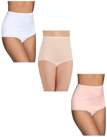 Vanity Fair Women'S Perfectly Yours Traditional Brief Panties Apparel & Accessories > Clothing > Underwear & Socks > Underwear Vanity Fair Nylon - 3 Pack - White/Fawn/Pink Nylon 11