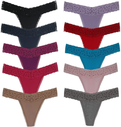 Women's Lace Thongs, T Back Low Waist See Through Panties Sexy Seamless V-Shape Design Lace Thongs for Women Apparel & Accessories > Clothing > Underwear & Socks > Underwear Delcroix   