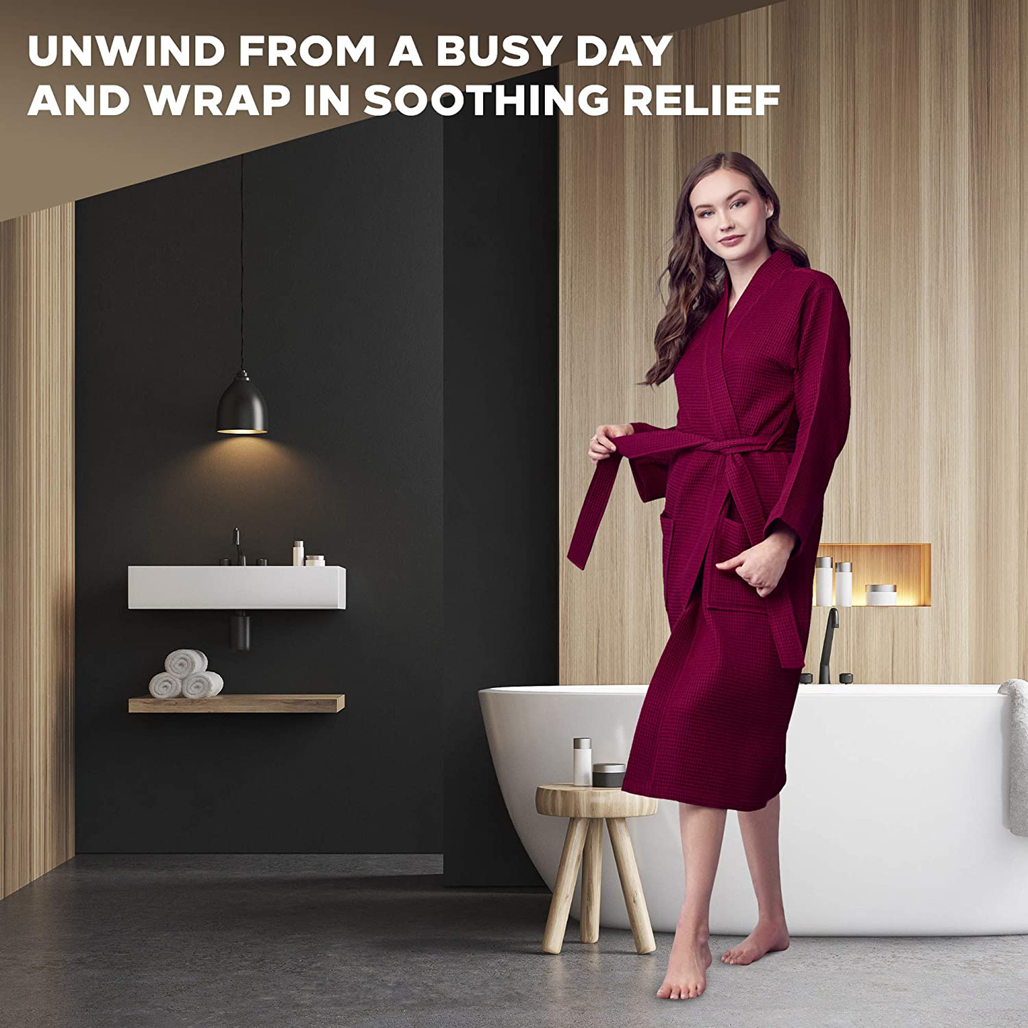 Lotus Linen Waffle Robes for Women - Lightweight, Soft Cotton Kimono Loungewear Apparel & Accessories > Clothing > Sleepwear & Loungewear > Robes Kylie Max   