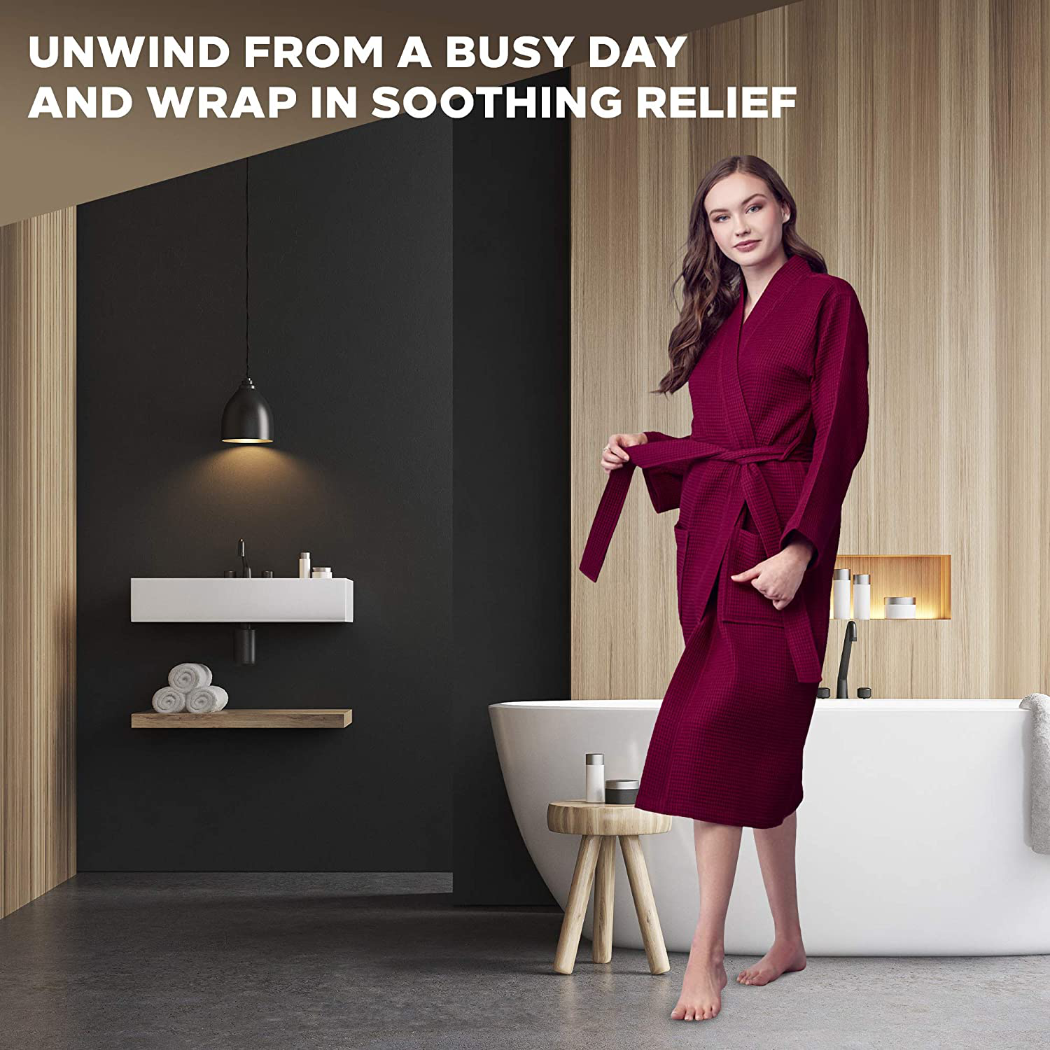 Lotus Linen Waffle Robes for Women - Lightweight, Soft Cotton Kimono Loungewear Apparel & Accessories > Clothing > Sleepwear & Loungewear > Robes Kylie Max   