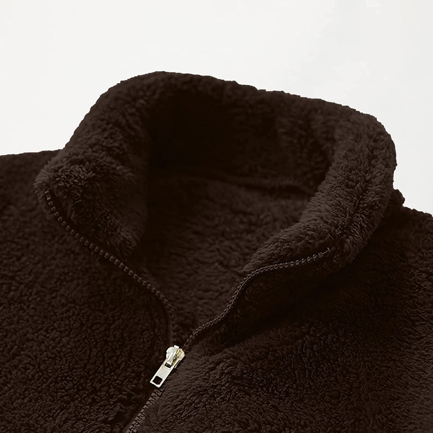 Merthy Mens Fuzzy Sherpa Fleece Jacket Casual Long Sleeve Stand Collar Furry Faux Woolen Cardigan Coat Zipper Teddy Coats Apparel & Accessories > Clothing > Underwear & Socks > Shapewear Merthy   