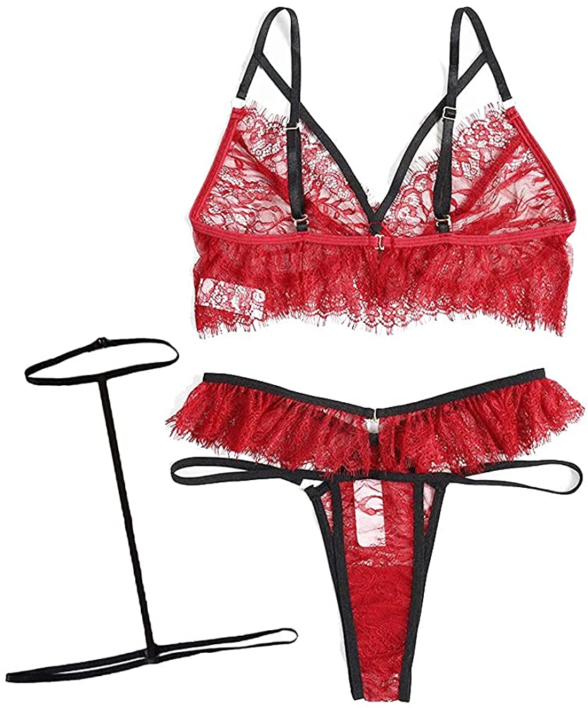Women Lingerie Sexy Bra and Panties Set Lace Strap Bralette Lingerie Set Apparel & Accessories > Clothing > Underwear & Socks > Lingerie KLONKEE   