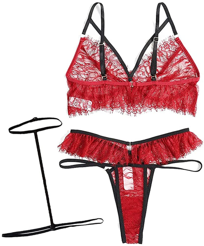 Women Lingerie Sexy Bra and Panties Set Lace Strap Bralette Lingerie Set Apparel & Accessories > Clothing > Underwear & Socks > Lingerie KLONKEE   