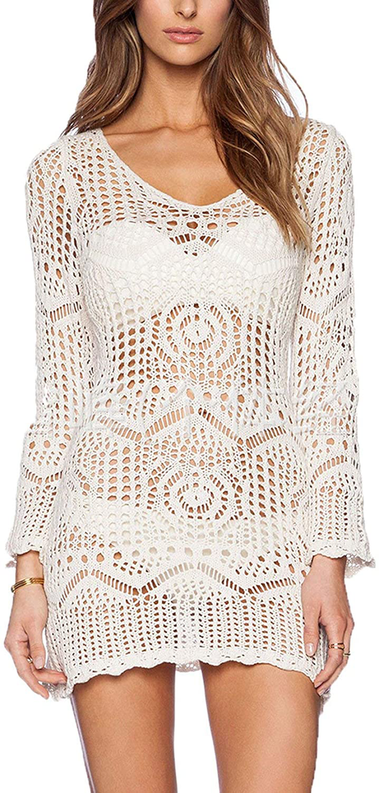 Wander Agio Beach Tops Sexy Perspective Cover Dresses Bikini Cover-Ups Net Coverups Apparel & Accessories > Clothing > Swimwear Kylie Max   