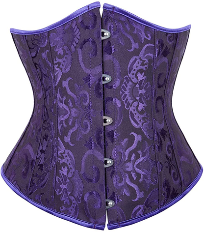 Frawirshau Women'S 9427 Lace up Boned Underbust Waist Trainer Corset Apparel & Accessories > Clothing > Underwear & Socks > Lingerie frawirshau Black Purple -9427 Waist:40"-41"/6XL 