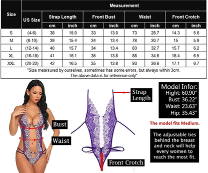 Avidlove Women Lace Teddy Bodysuit One Piece Lingerie V-Neck Nightwear Mini Babydoll S-XXL Apparel & Accessories > Clothing > Underwear & Socks > Lingerie Avidlove   