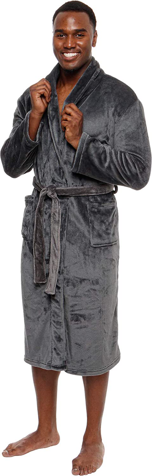 Ross Michaels Mens Robe - Mid Length - Plush Shawl Collar Fleece Bathrobe Apparel & Accessories > Clothing > Sleepwear & Loungewear > Robes Kylie Max   