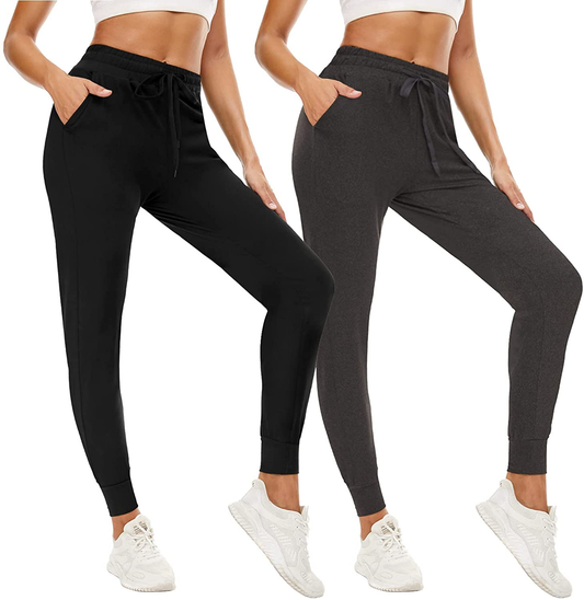 QGGQDD 2 Pack Joggers for Women - Sweatpants with Pockets Yoga Lounge Black Workout Pants Apparel & Accessories > Clothing > Activewear Kylie Max   