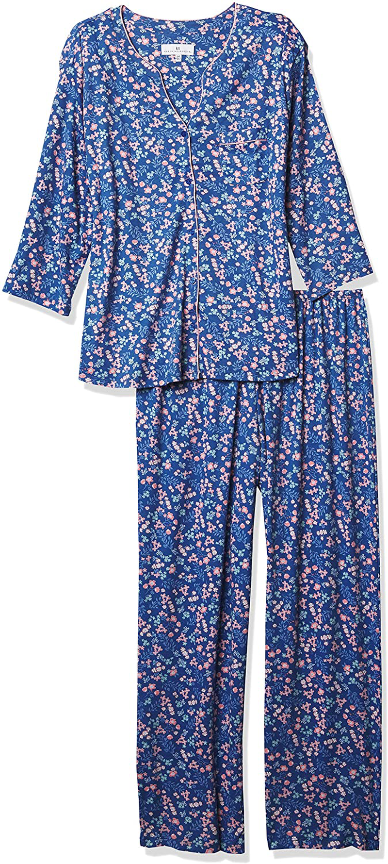Karen Neuburger Women's Pajamas 3/4 Cardigan Long Sleeve Pj Set Apparel & Accessories > Clothing > Sleepwear & Loungewear > Pajamas Karen Neuburger Denim Ditsy Medium 