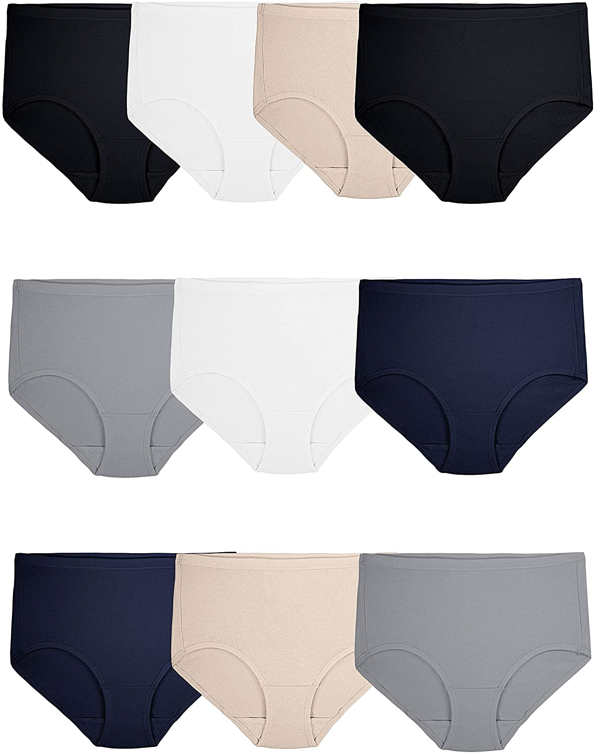 Fruit of the Loom Women'S Eversoft Cotton Brief Underwear (Regular & plus Size) Apparel & Accessories > Clothing > Underwear & Socks > Underwear Fruit of the Loom Plus Size Brief - 10 Pack - Assorted Colors Plus Size 12