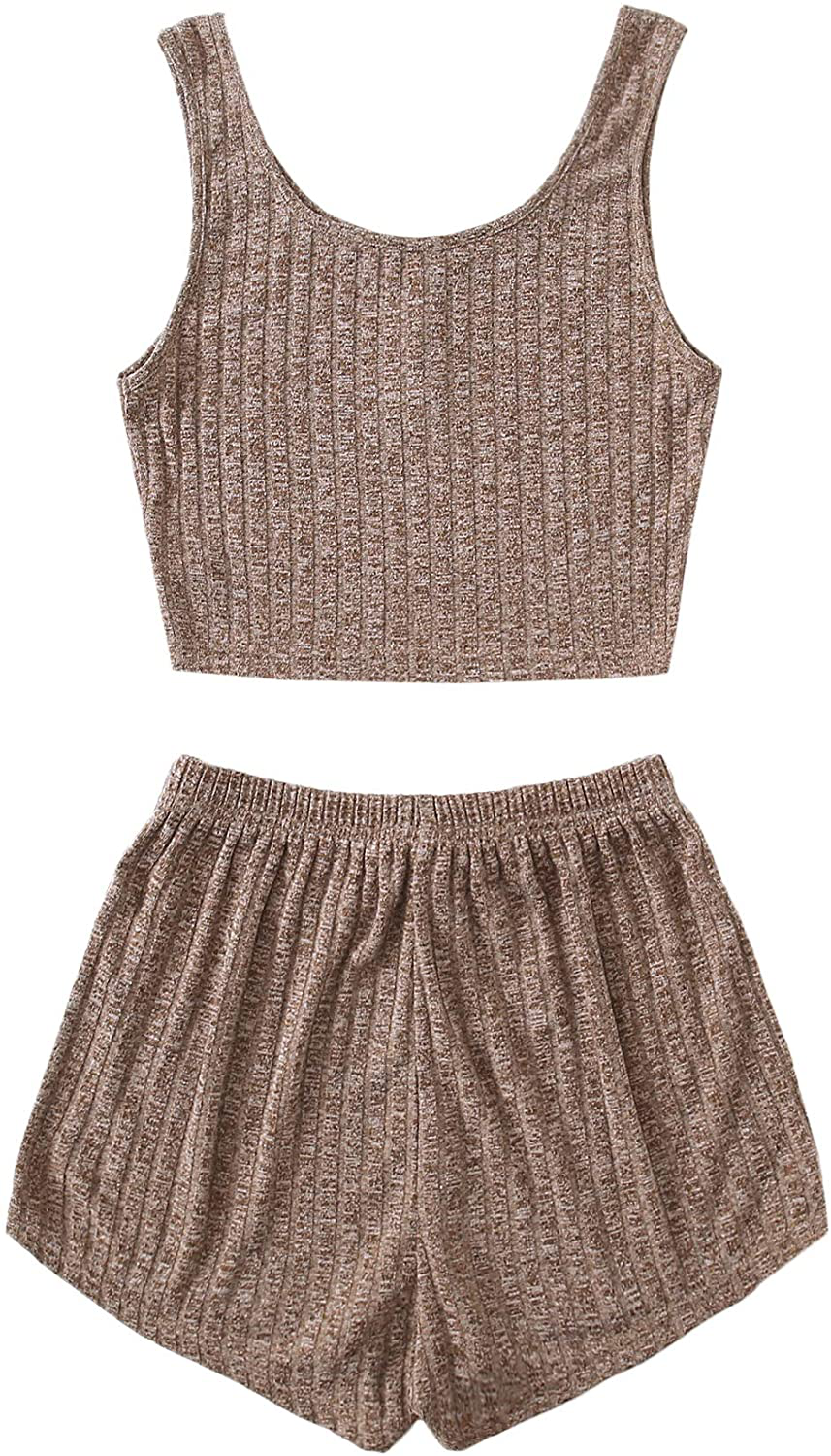 SOLY HUX Women'S Button Front Ribbed Knit Tank Top and Shorts Pajama Set Sleepwear Apparel & Accessories > Clothing > Sleepwear & Loungewear Kylie Max   