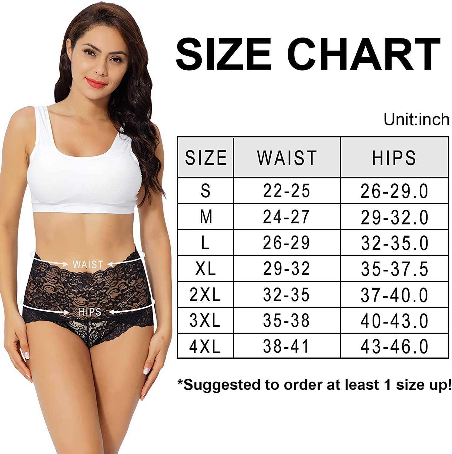 KYY Women'S Lace Underwear High Waist Sexy Panties Full Coverage Briefs 4 Pack Apparel & Accessories > Clothing > Underwear & Socks > Underwear KYY   
